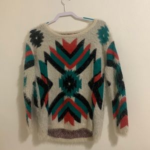 Abstract Style Fuzzy Sweater